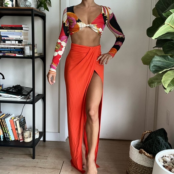 Ronny Kobo Halena Top and Blythe Matching Long Sleeve Crop Top and Skirt Set XS - Picture 6 of 14